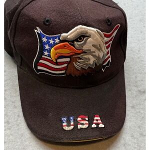 Unbranded USA Bald Eagle American Flag Hat Brown Adjustable Baseball Cap OSFM